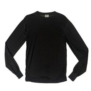 Polar Edge Shirt Mens Medium Black 100% Silk Base Layer Crew Neck Long Sleeve